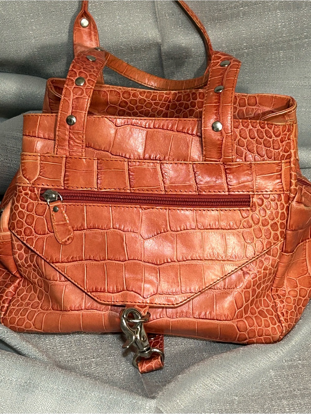 Vintage Francescobiasia Croc-Embossed Hobo Bag in Burnt Orange